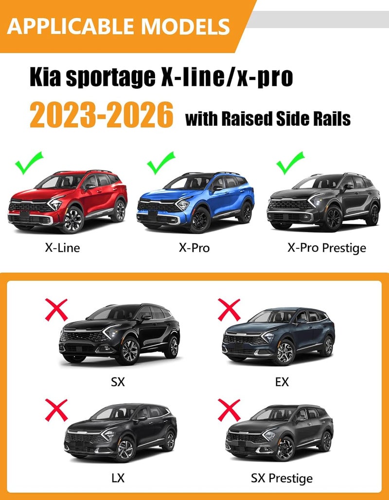 KINGGERI 300lbs Roof Rack Cross Bars Compatible with 2023-2026 Kia Sportage X-line AWD/X-Pro/X-Pro Prestige Trims with Raised Side Rail, Lockable Heavy Duty Aluminum Roof (Not for Panoramic sunroof) - Image 2